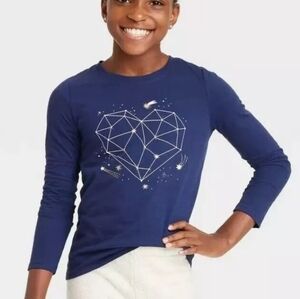 Cat & Jack Navy Constellation Heart Graphic Long Sleeve T-Shirt